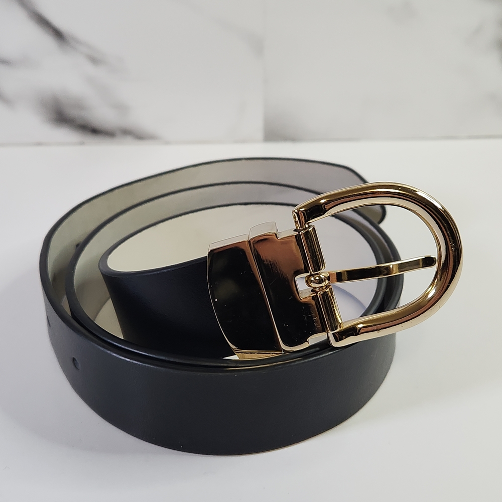 Sam Edelman Black Belt with Gold Buckle.